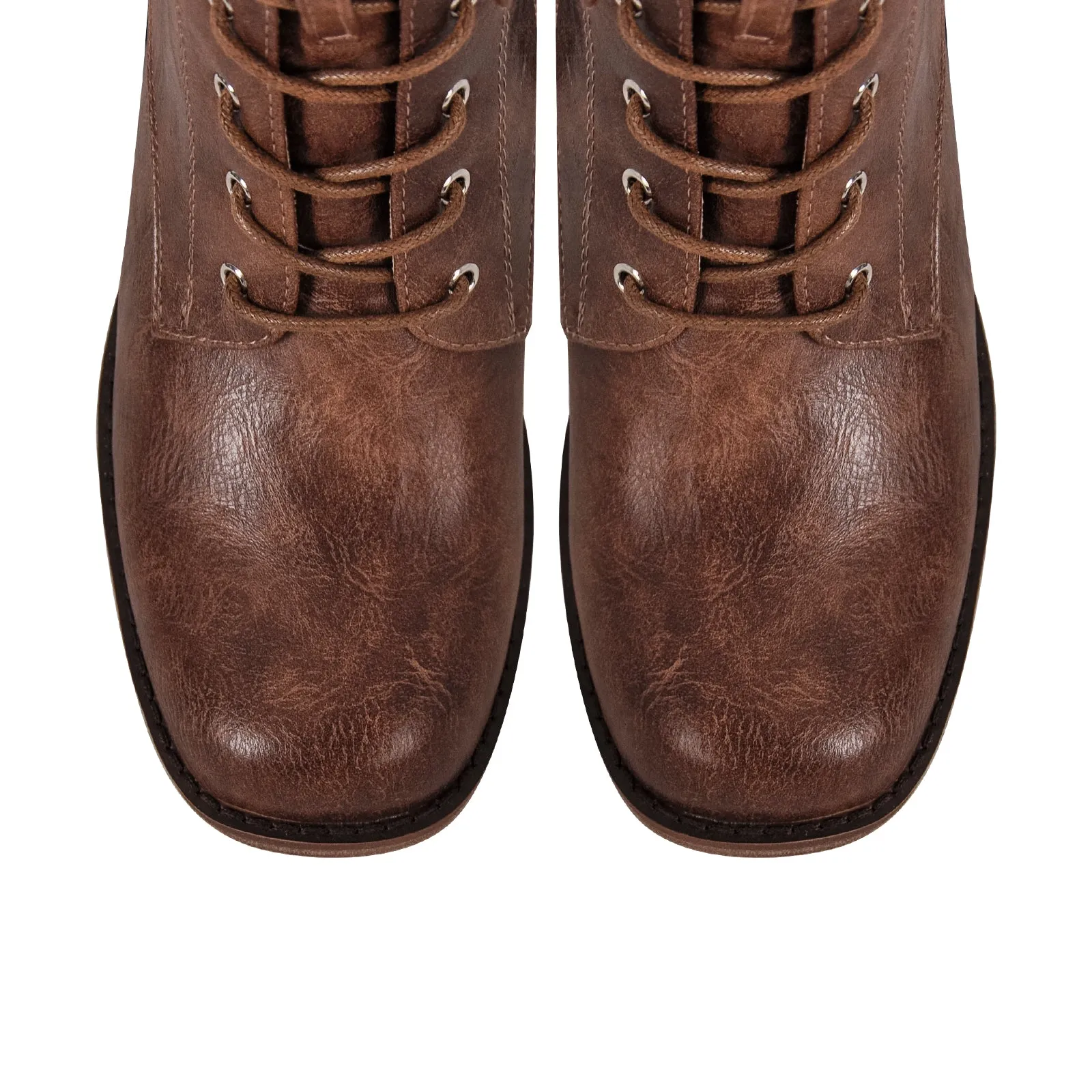 Square Toe Lace-up Ankle Boots