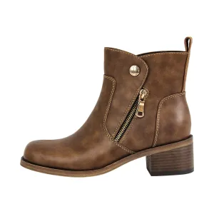 Square Toe Zipper Chunky Heel Ankle Boots
