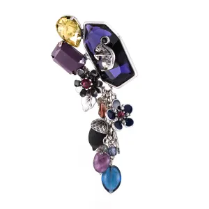 SQUIRREL AND PURPLE CRYSTAL FLOWER CHARMS BROOCHES PINS & ACCS. #214BL4101 (1D3)