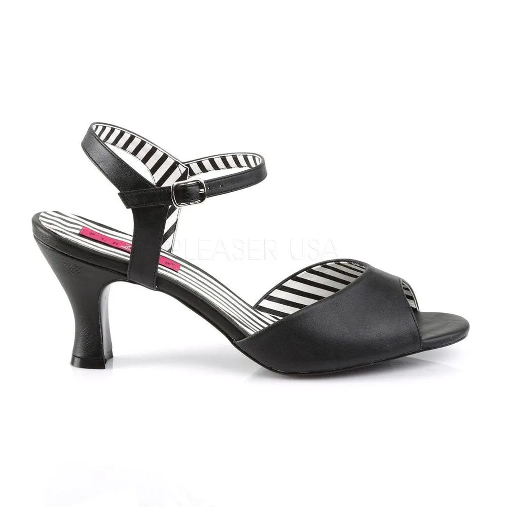 SS-Jenna-09 Sandal | Black Faux Leather