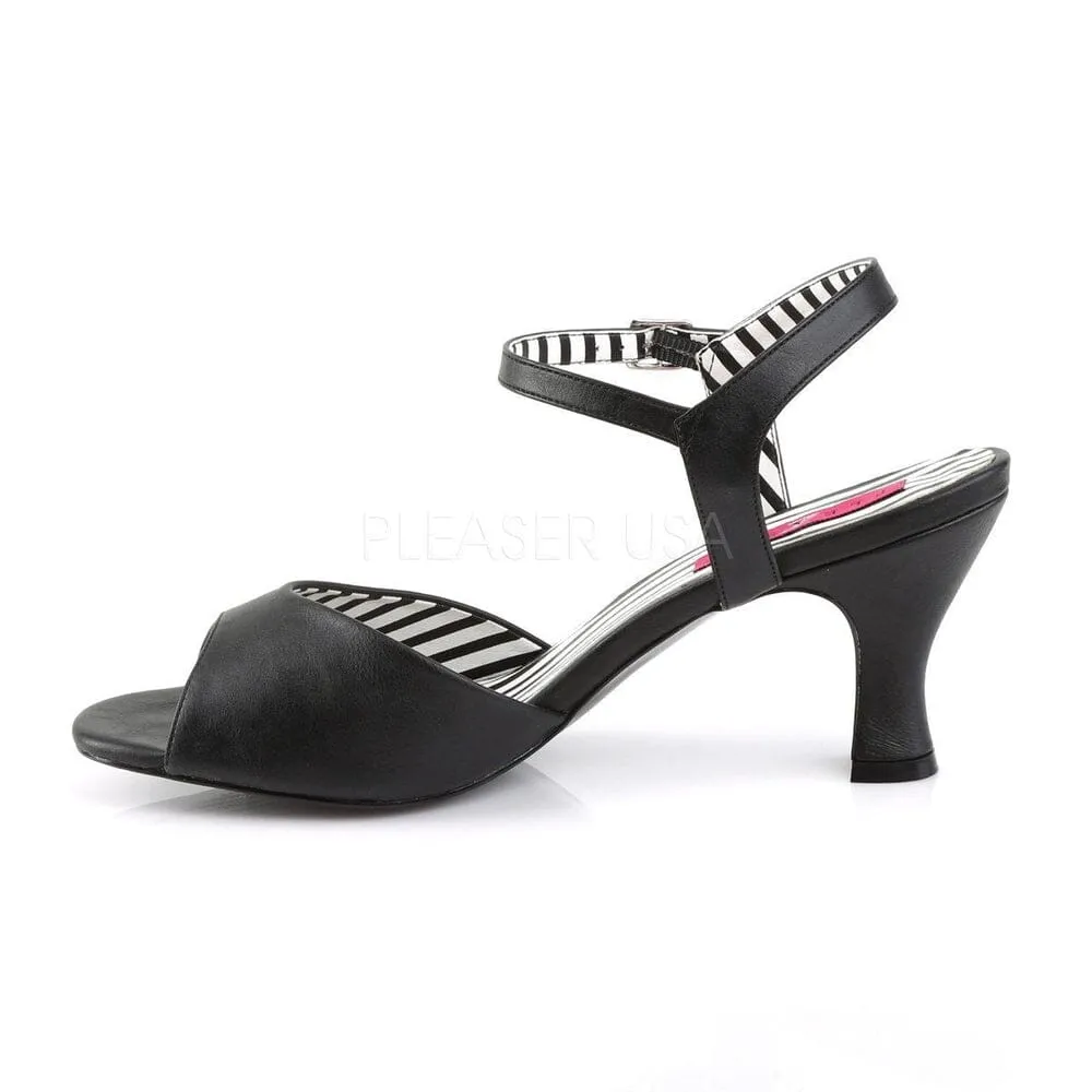 SS-Jenna-09 Sandal | Black Faux Leather