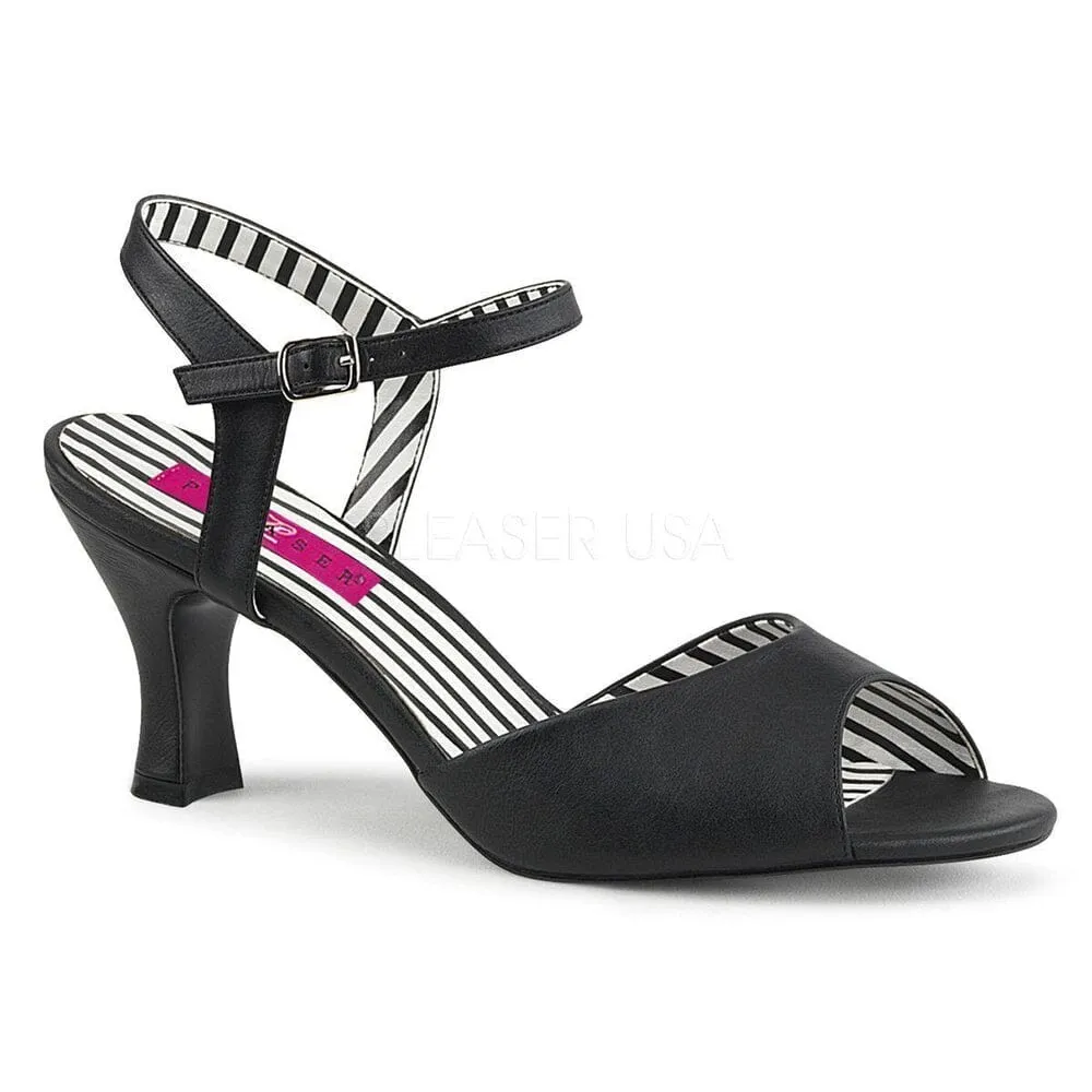 SS-Jenna-09 Sandal | Black Faux Leather