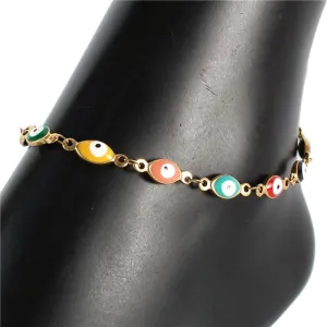 Stainless Steel Oval Evil Eye Anklet