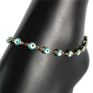 Stainless Steel Round Evil Eye Anklet