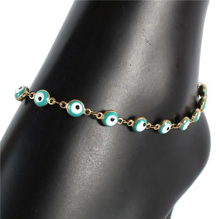 Stainless Steel Round Evil Eye Anklet