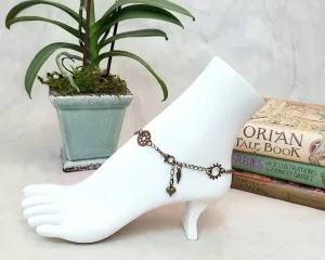 Steampunk Chain Anklet or Bracelet, Adjustable, Beach, Boho, Bohemian