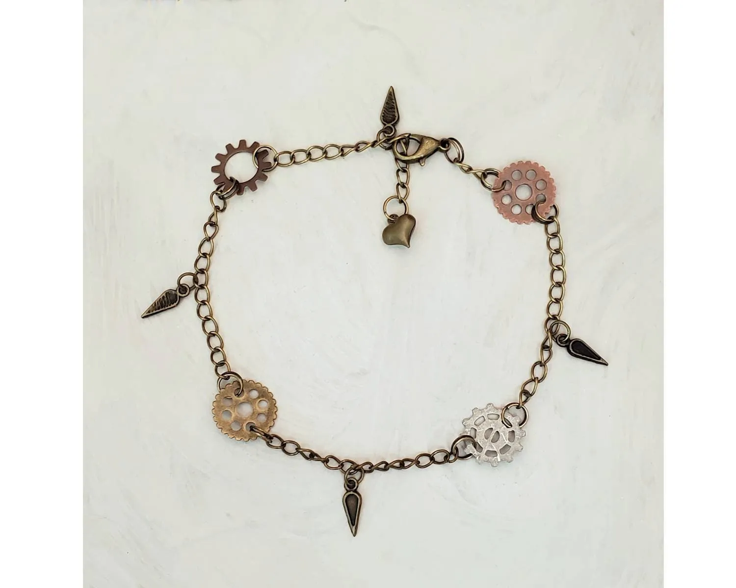 Steampunk Chain Anklet or Bracelet, Adjustable, Beach, Boho, Bohemian