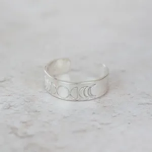 Sterling Silver Celestial Moon Phase Toe Ring