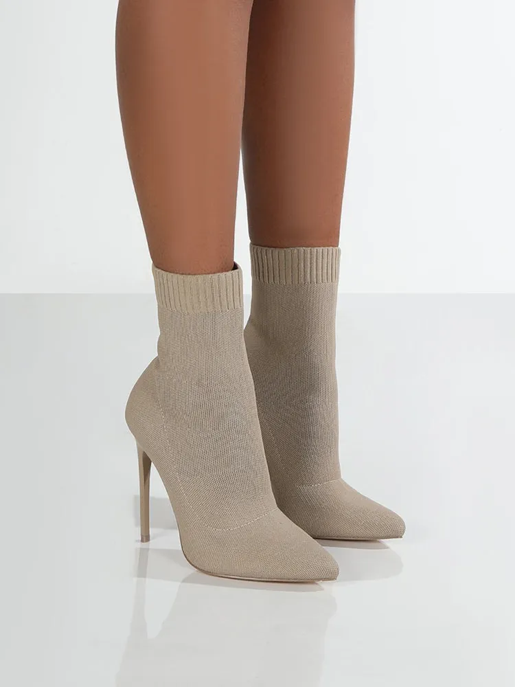 Stretch Fabric Ankle Boots High Heels