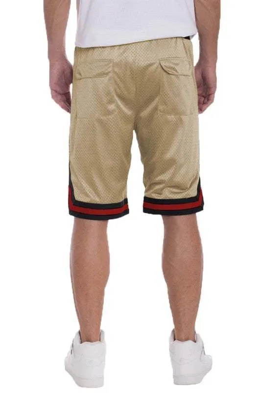STRIPED BAND SOLID BASKETBALL SHORTS
