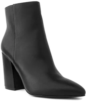 Sugar Women's Winter Chelsea Booties - Chunky High Heel, Pointed Toe, Fashion Ankle Boots-Evvie-Black-6.5