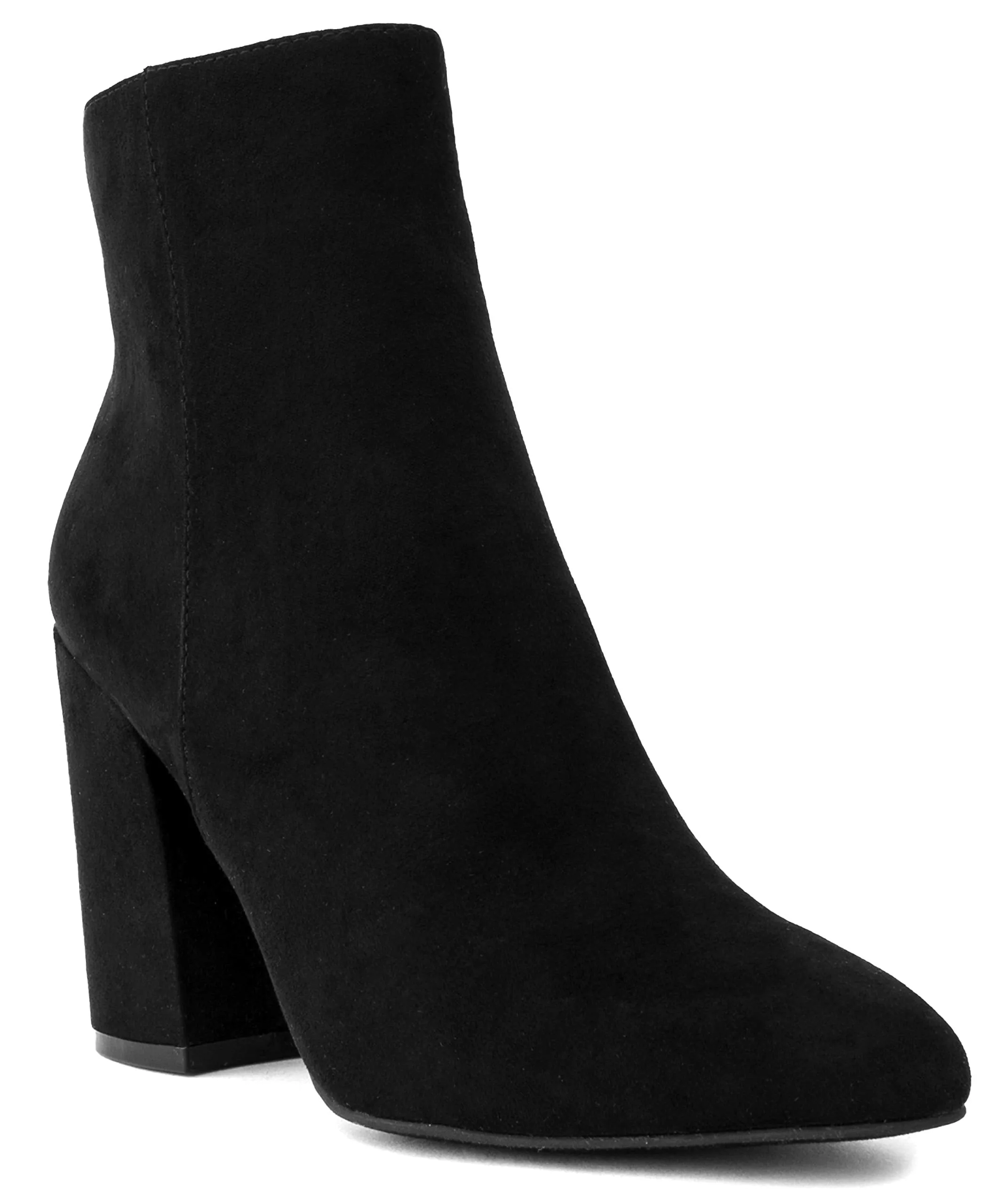 Sugar Women's Winter Chelsea Booties - Chunky High Heel, Pointed Toe, Fashion Ankle Boots-Evvie-Black Micro-9