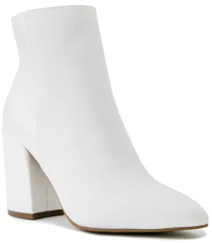 Sugar Women's Winter Chelsea Booties - Chunky High Heel, Pointed Toe, Fashion Ankle Boots-Evvie-White Size-10