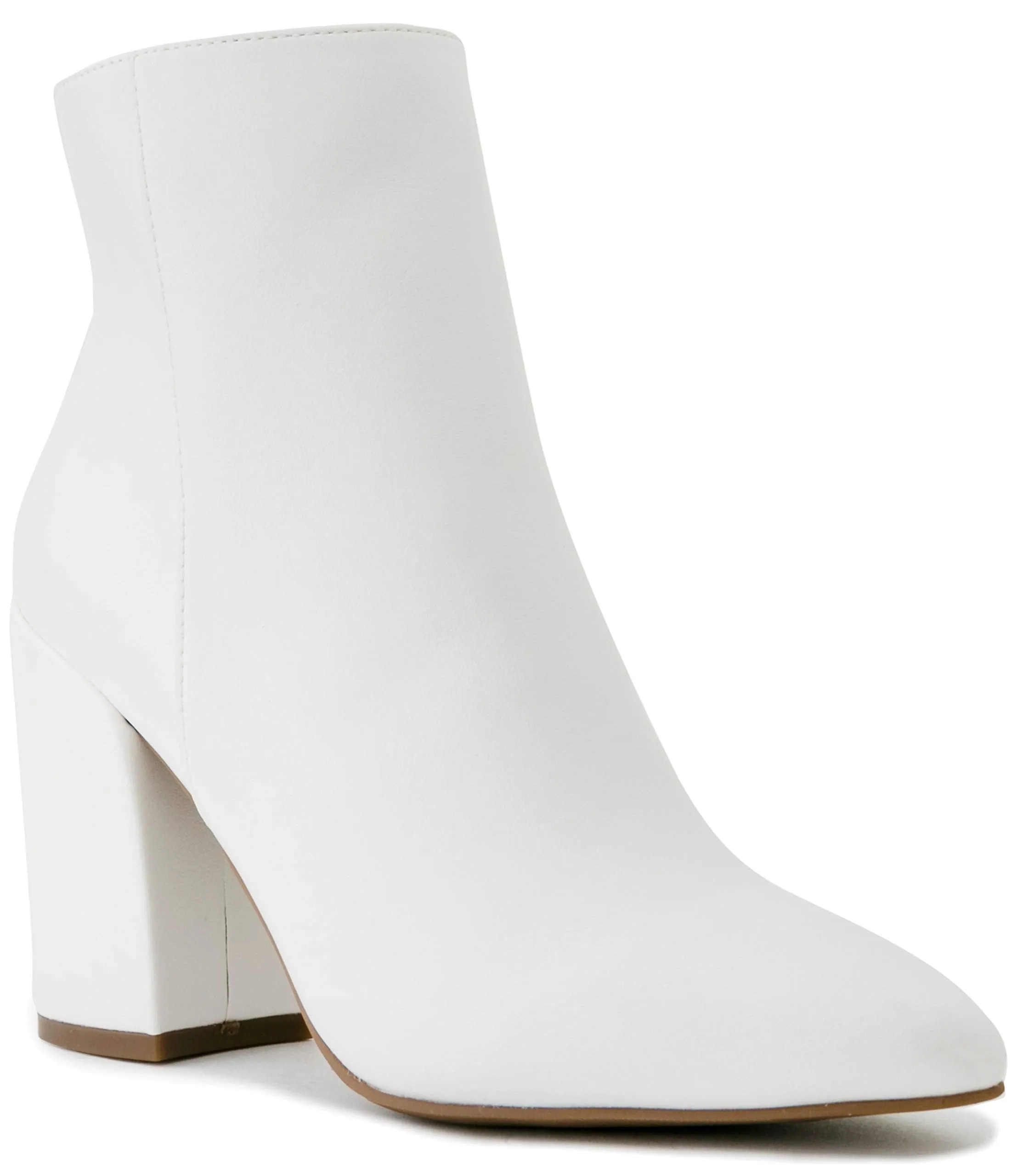 Sugar Women's Winter Chelsea Booties - Chunky High Heel, Pointed Toe, Fashion Ankle Boots-Evvie-White Size-10
