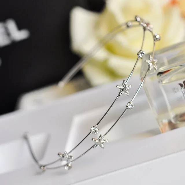 Sweet Silver Hairbands with flowers or stars