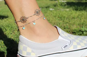 Teal Mini Heart Anklet