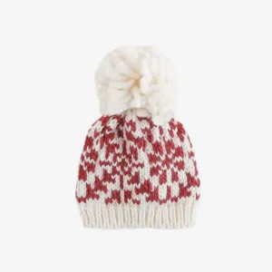 The Blueberry Hill - Snowflake Hat - Red and Cream