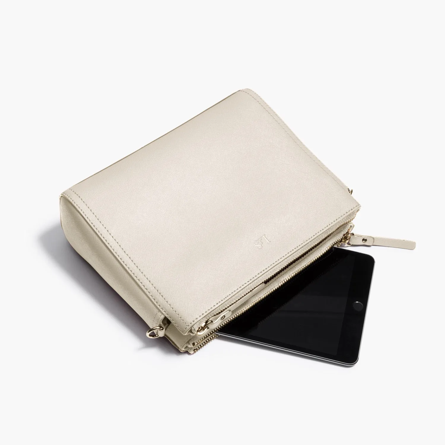 The Pearl - Saffiano Leather - Ivory / Gold / Camel