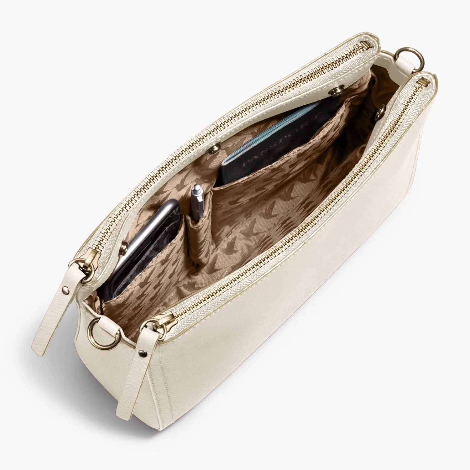 The Pearl - Saffiano Leather - Ivory / Gold / Camel