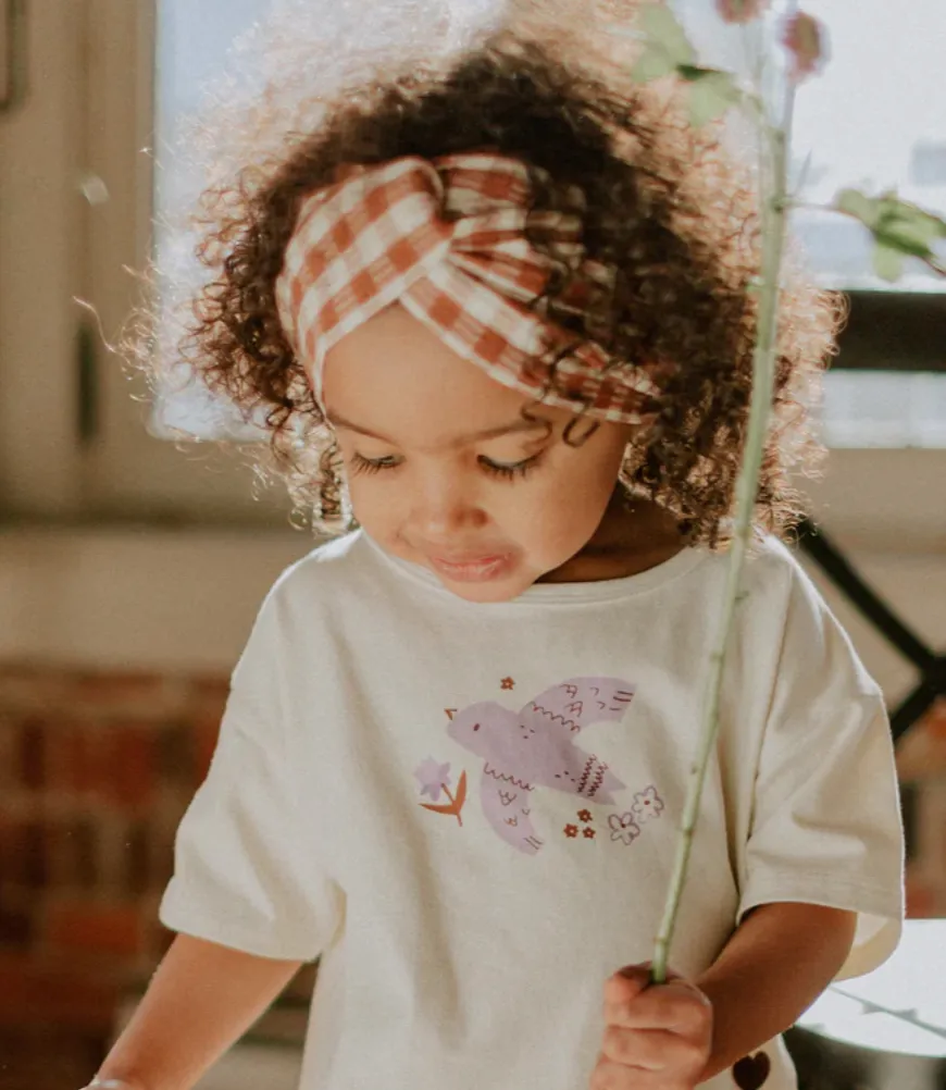 The Seersucker Headband - Cream   Brown Check - KIDS