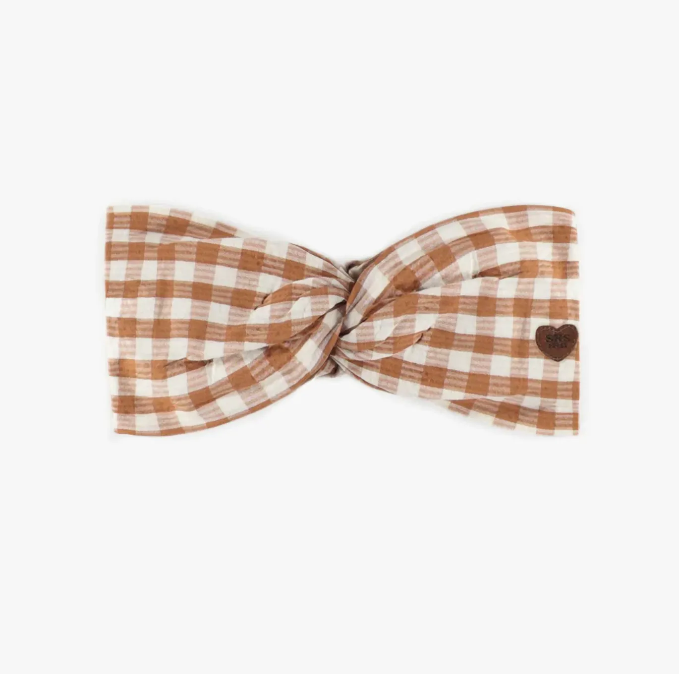 The Seersucker Headband - Cream   Brown Check - KIDS