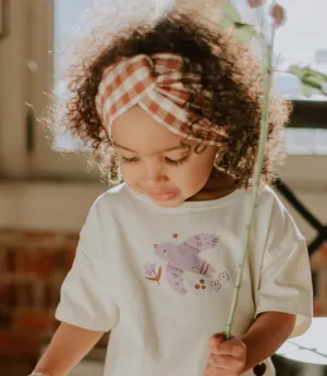 The Seersucker Headband - Cream   Brown Check - KIDS