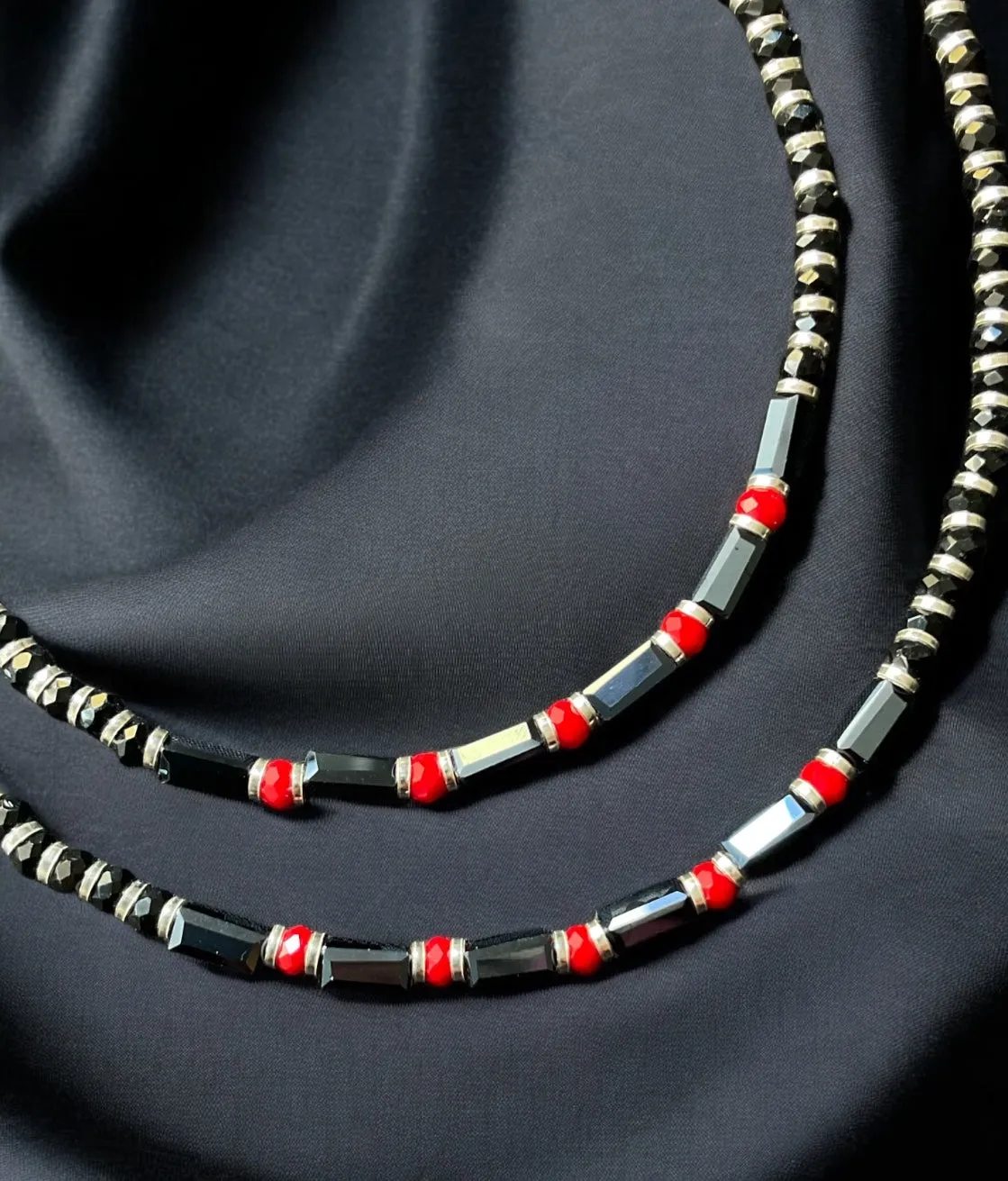 The Sharanya blackbead Silver Anklets