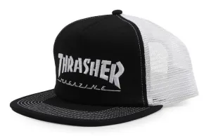 Thrasher - Logo Embroided Mesh Trucker Black/White