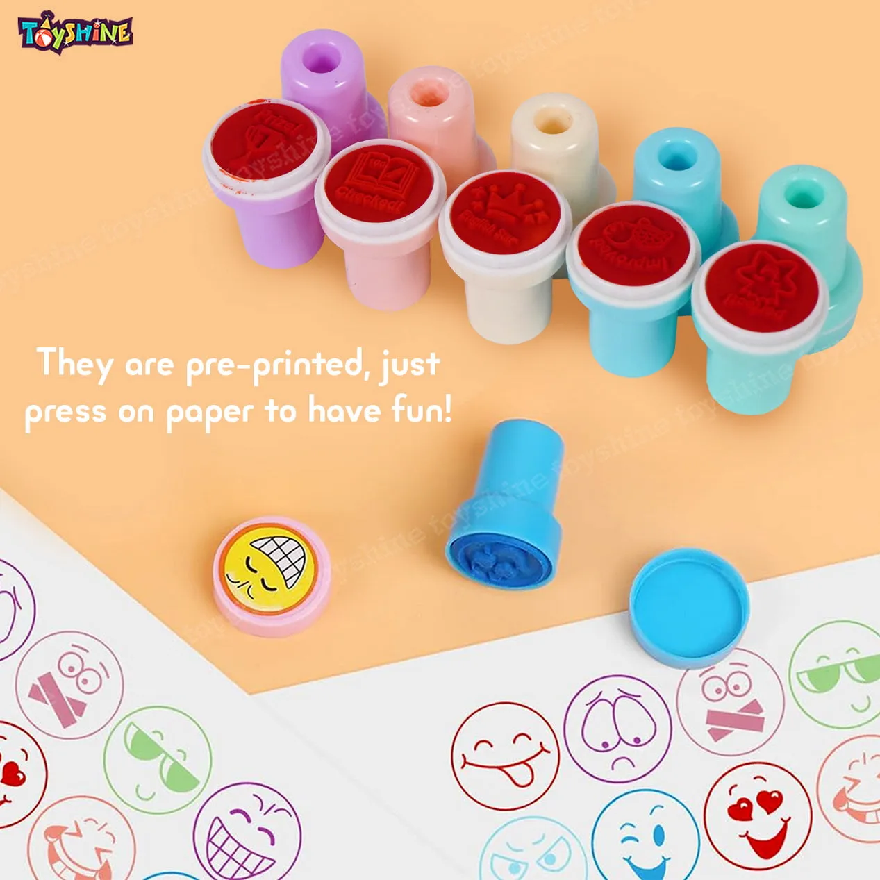 Toyshine 2 Pack DIY Cute Self-Ink Rubber Seal Stamps for Kids Motivation and Reward Theme Prefect Gift for Teachers Parents and Students