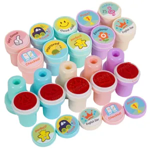 Toyshine 2 Pack DIY Cute Self-Ink Rubber Seal Stamps for Kids Motivation and Reward Theme Prefect Gift for Teachers Parents and Students