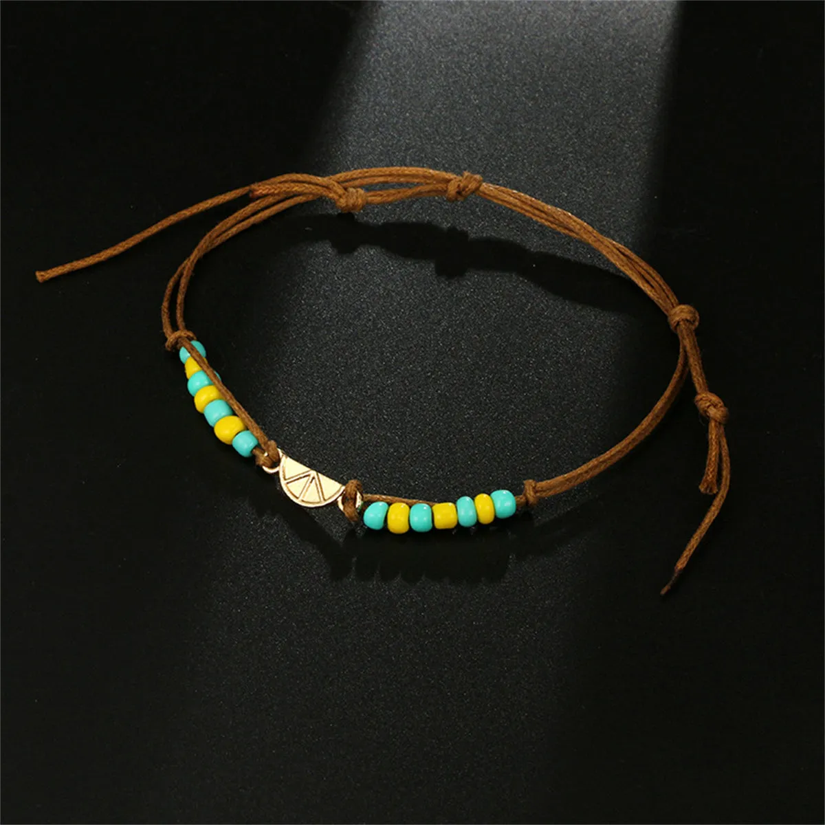 Turquoise & Yellow Multi-Strand Anklet Set