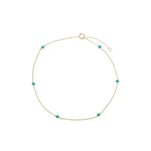 Turquoise By The Yard Bezel Anklet 14K
