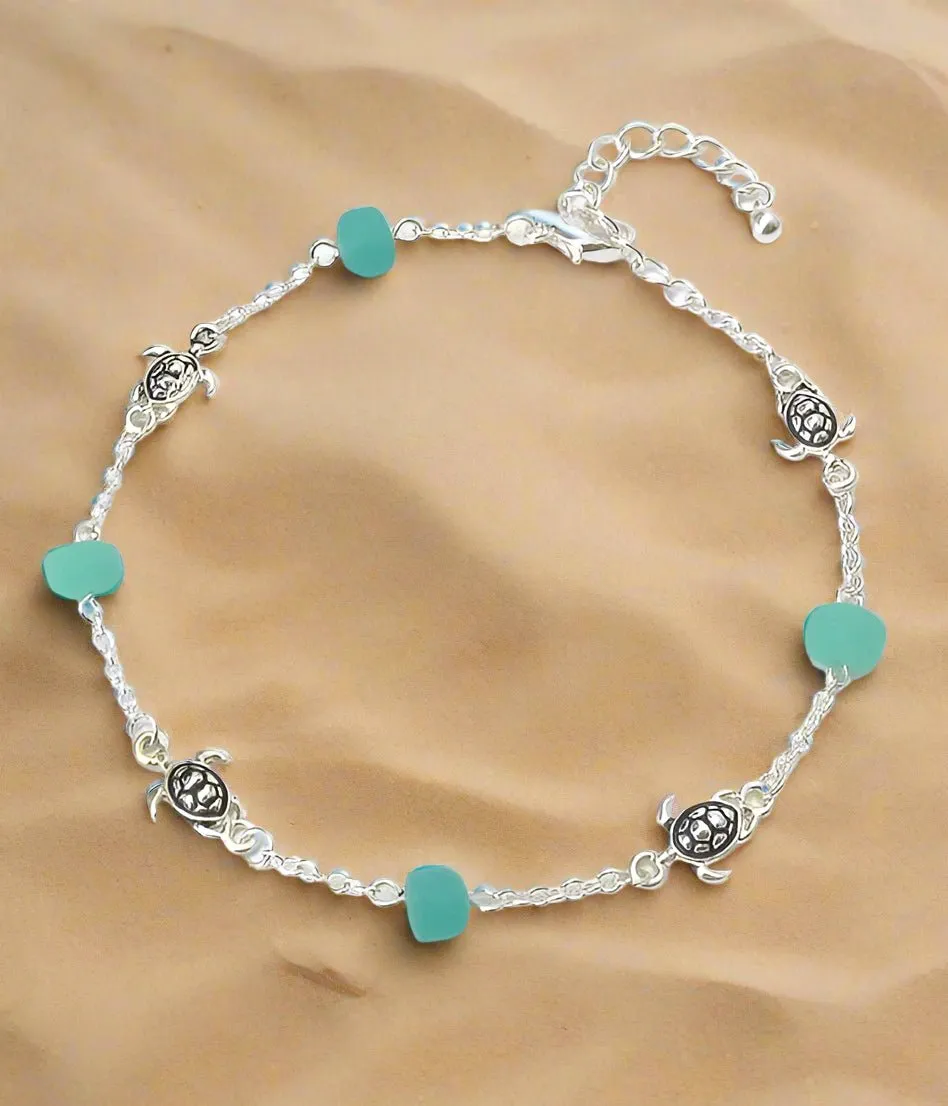 Turtle Seaglass Beach Anklet