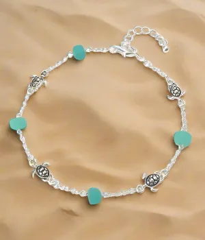 Turtle Seaglass Beach Anklet