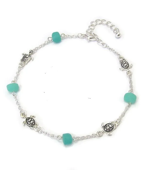 Turtle Seaglass Beach Anklet