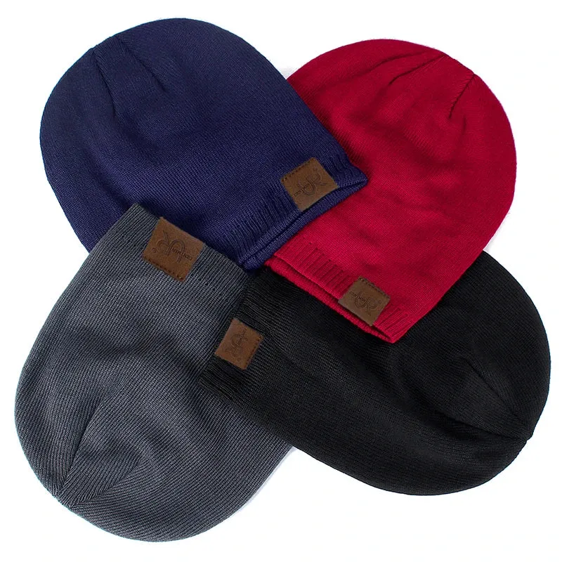Unisex URGENTMAN Labal Winter Hats Solid Color Knitted Hats Beanie Cap