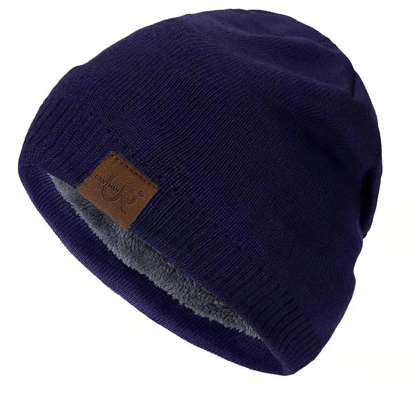Unisex URGENTMAN Labal Winter Hats Solid Color Knitted Hats Beanie Cap
