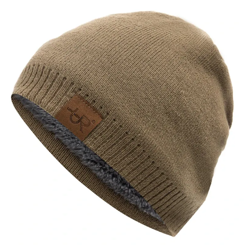 Unisex URGENTMAN Labal Winter Hats Solid Color Knitted Hats Beanie Cap