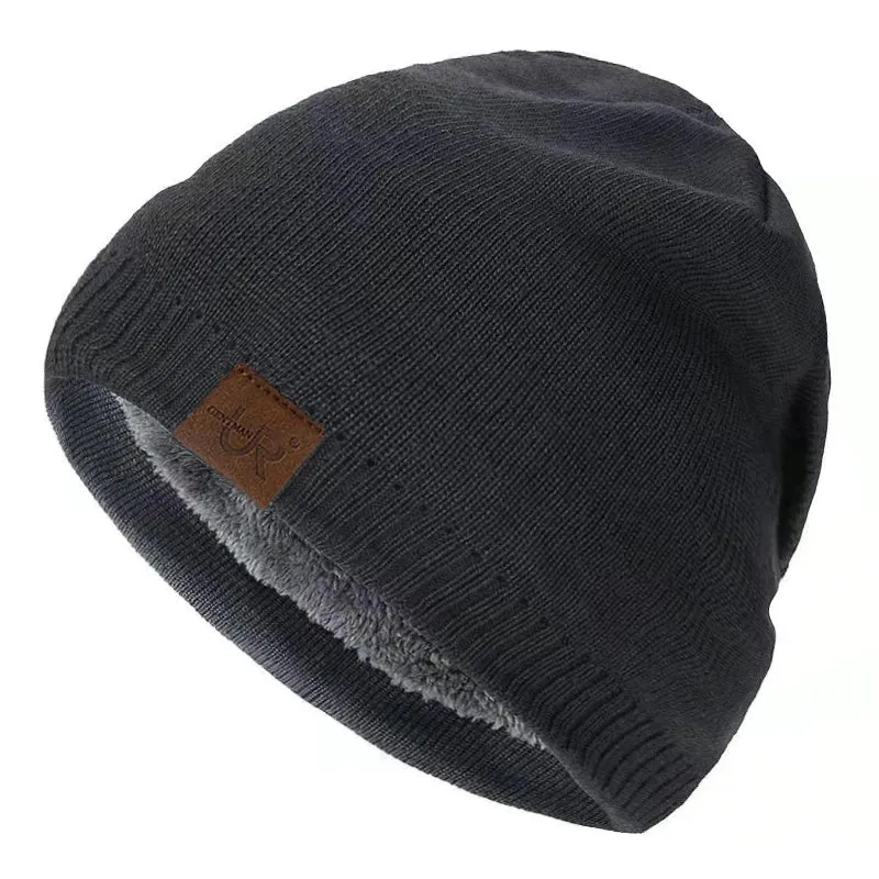 Unisex URGENTMAN Labal Winter Hats Solid Color Knitted Hats Beanie Cap