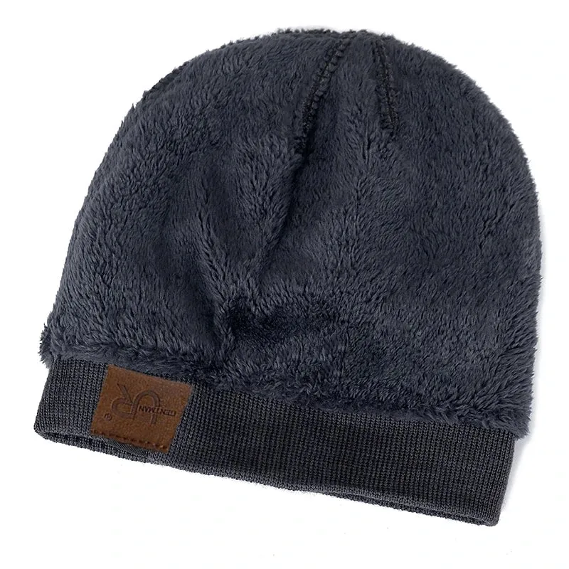 Unisex URGENTMAN Labal Winter Hats Solid Color Knitted Hats Beanie Cap