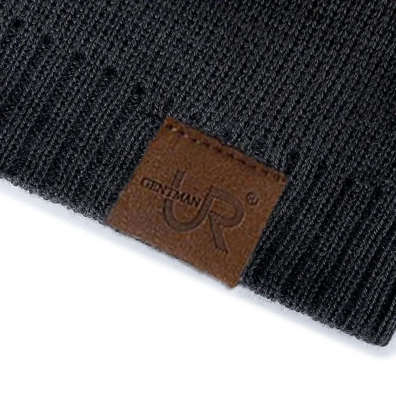 Unisex URGENTMAN Labal Winter Hats Solid Color Knitted Hats Beanie Cap
