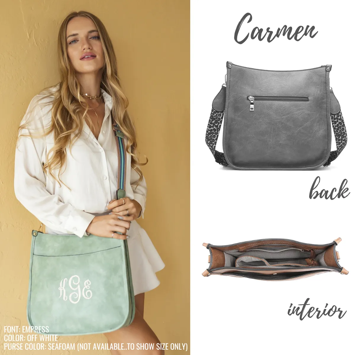 Vegan Leather Crossbody Purse With Guitar Strap - Monogrammable Pursel