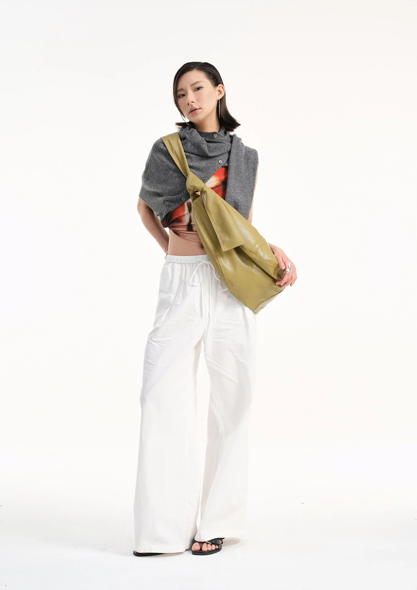Vegan leather large dumpling bag - mustard