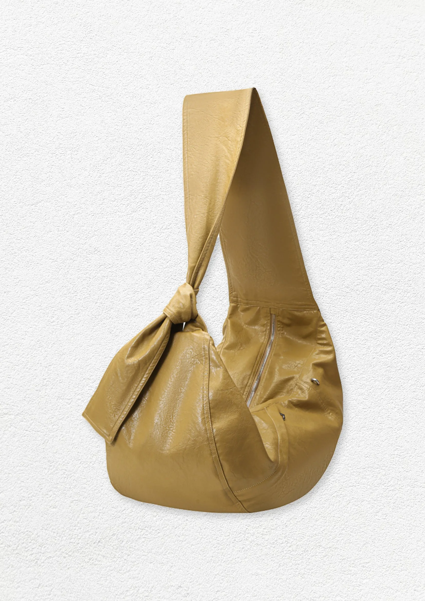 Vegan leather large dumpling bag - mustard