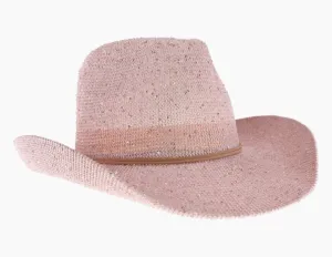 Vegas Sequin Cowboy Hat-Rose