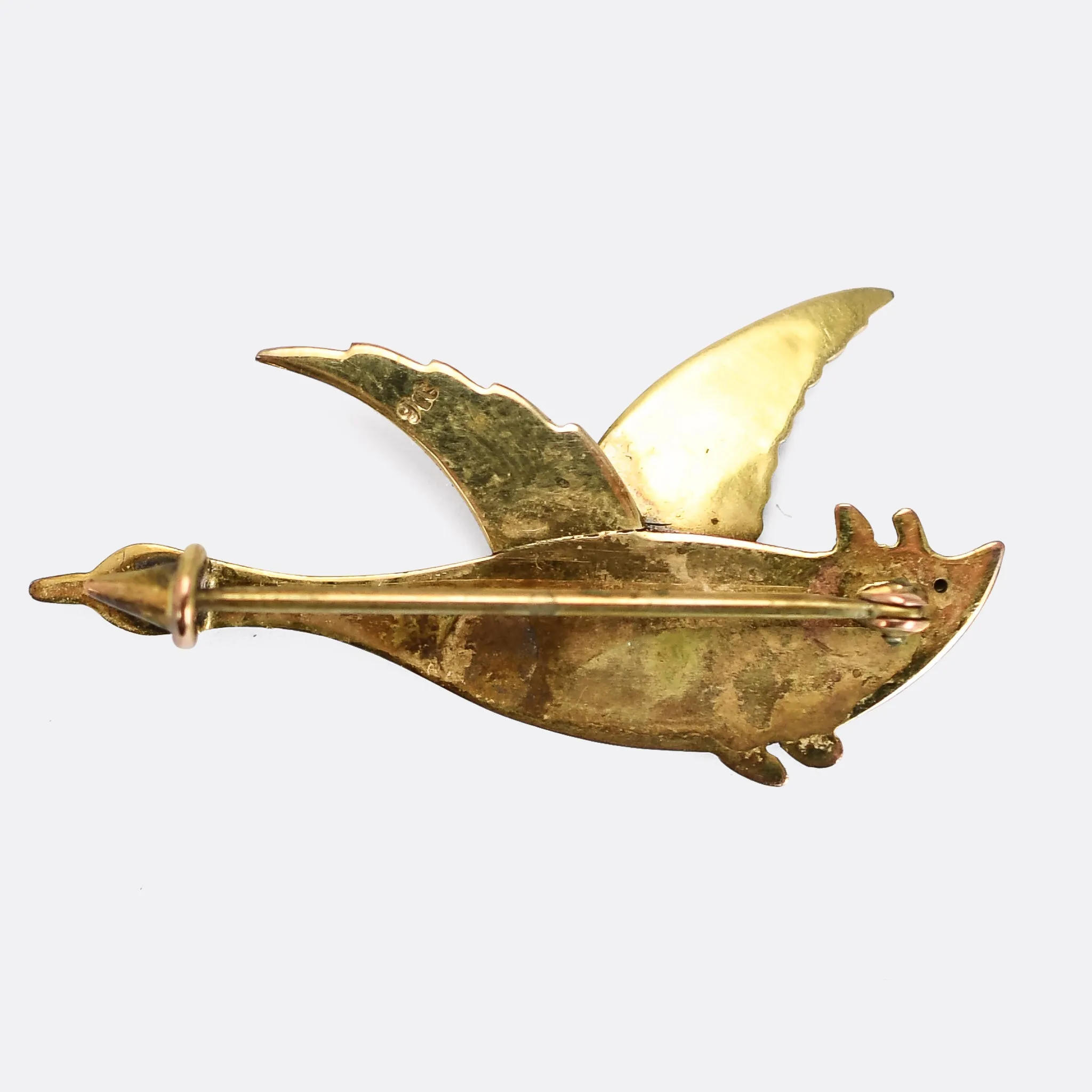 Victorian Enamel "Duck in Flight" Brooch