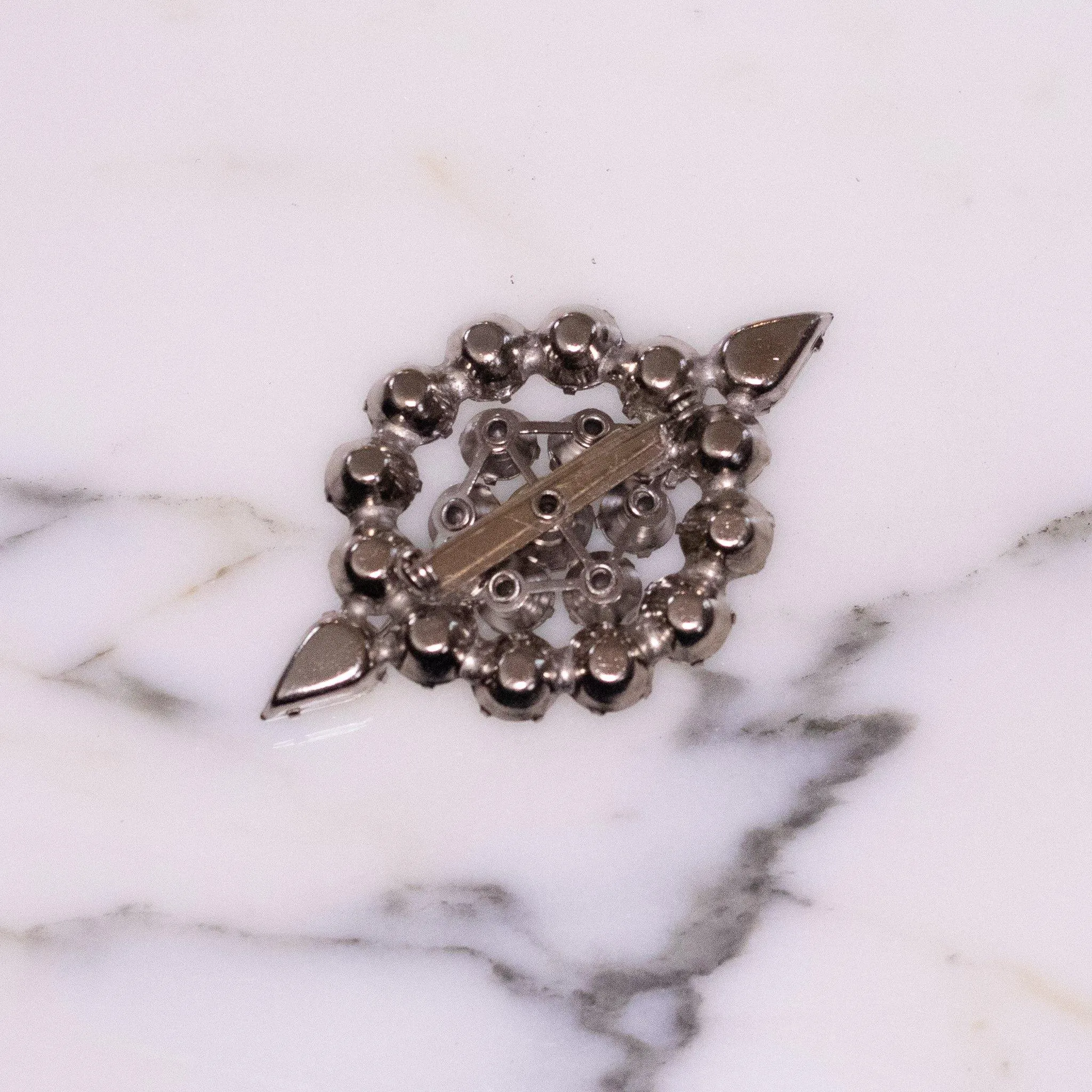 Vintage 1950s Diamante Crystals, Aurora Borealis Rhinestones Brooch, Silver Tone Setting, Brooches and Pins