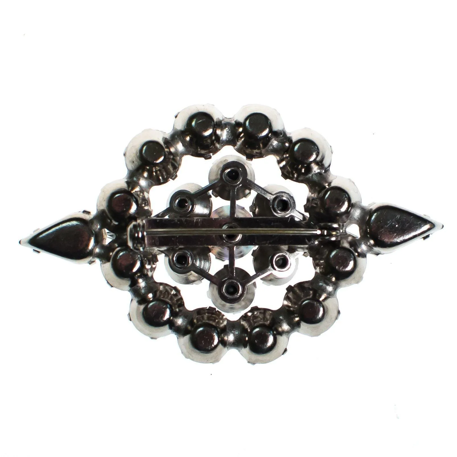 Vintage 1950s Diamante Crystals, Aurora Borealis Rhinestones Brooch, Silver Tone Setting, Brooches and Pins