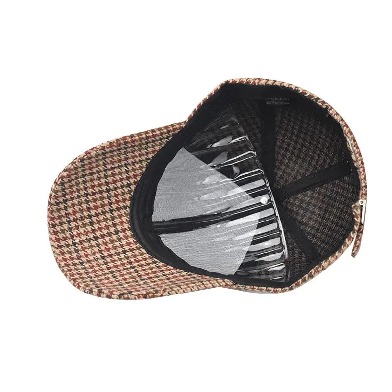 Vintage Brown Plaid Baseball Cap