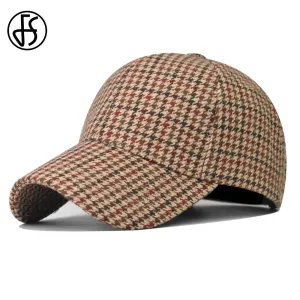 Vintage Brown Plaid Baseball Cap